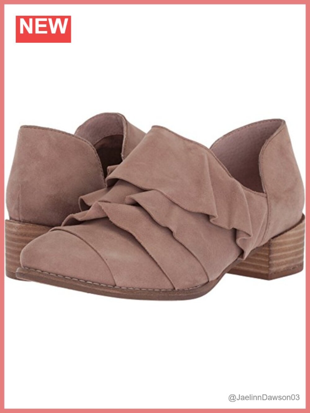 Ruffle Ankle Bootie Pointed Toe Low Block Heel Boot